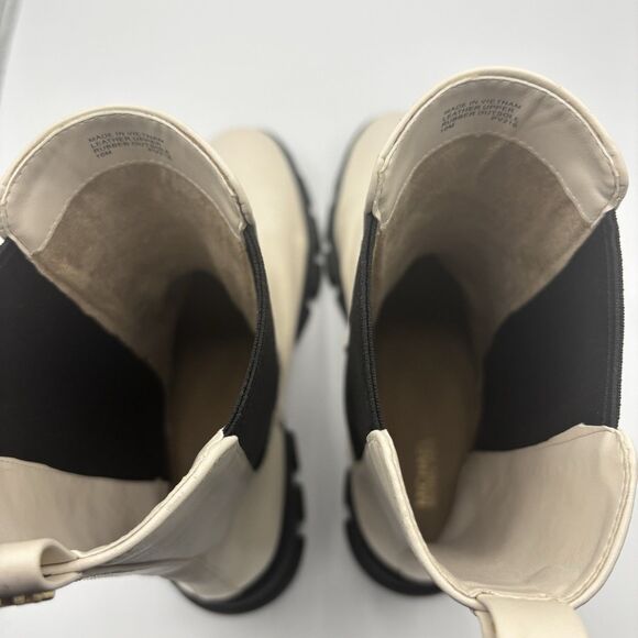 Michael Kors Asher Boot Women 10 Cream Leather No Box black winter white - Picture 7 of 10
